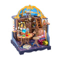 Rolife Astral Dome DS058 DIY miniature house kit featuring a celestial study with a blue observatory dome, telescope, crystal ball, tarot cards and miniature bookshelves
