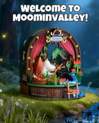 Rolife Moomintroll's Forest Camp miniature camping scene displayed in a magical woodland setting inspired by Moominvalley
