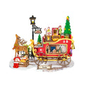 Rolife Reindeer Express DIY miniature house kit featuring a wooden reindeer, red and gold Christmas sleigh, miniature gifts, festive tree and vintage lamp post