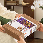 Rolife Whisper Magic Shop DIY book nook kit gift box with colourful product packaging and fantasy miniature scene