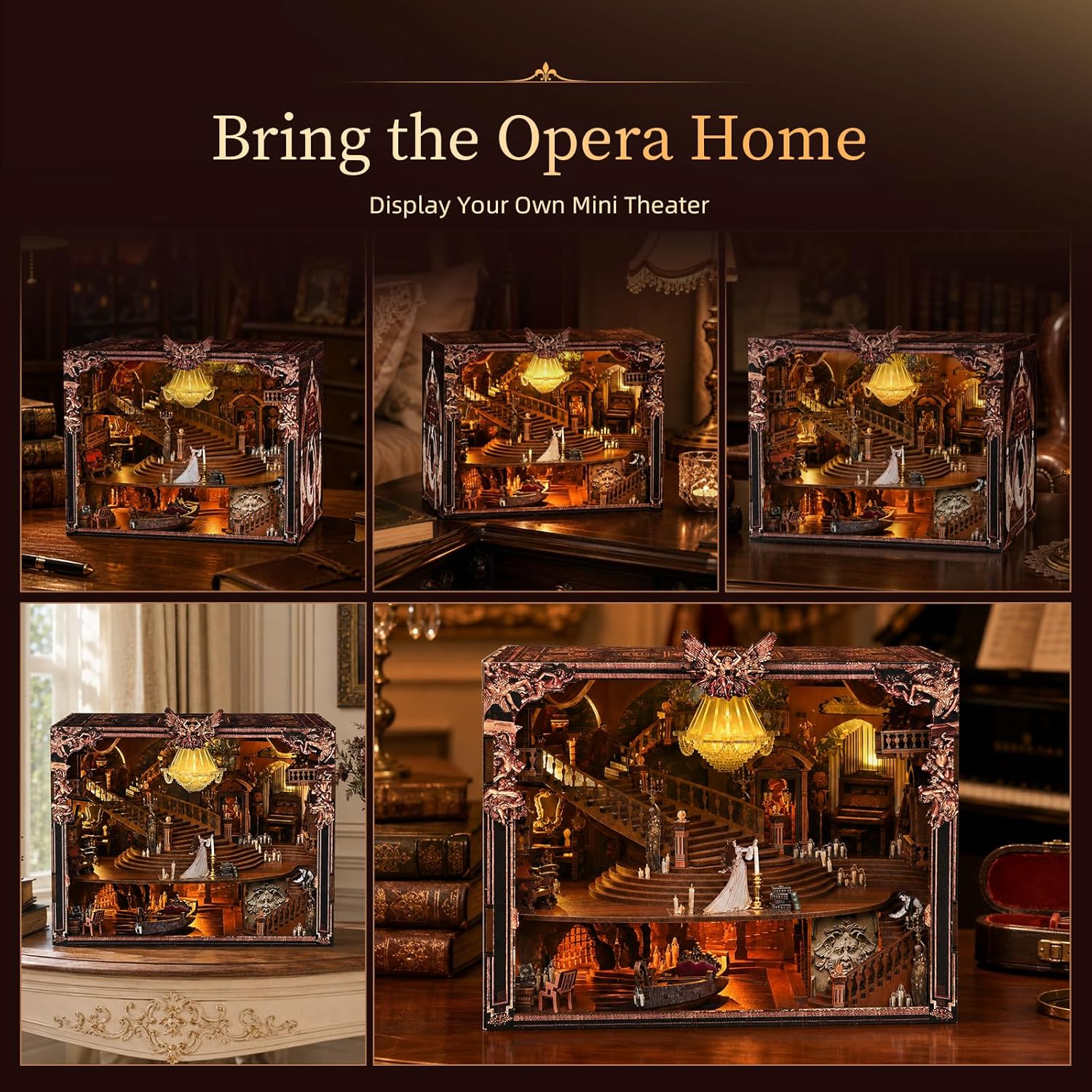 The Phantom of the Opera MAX DIY Book Nook displayed as miniature home decor
