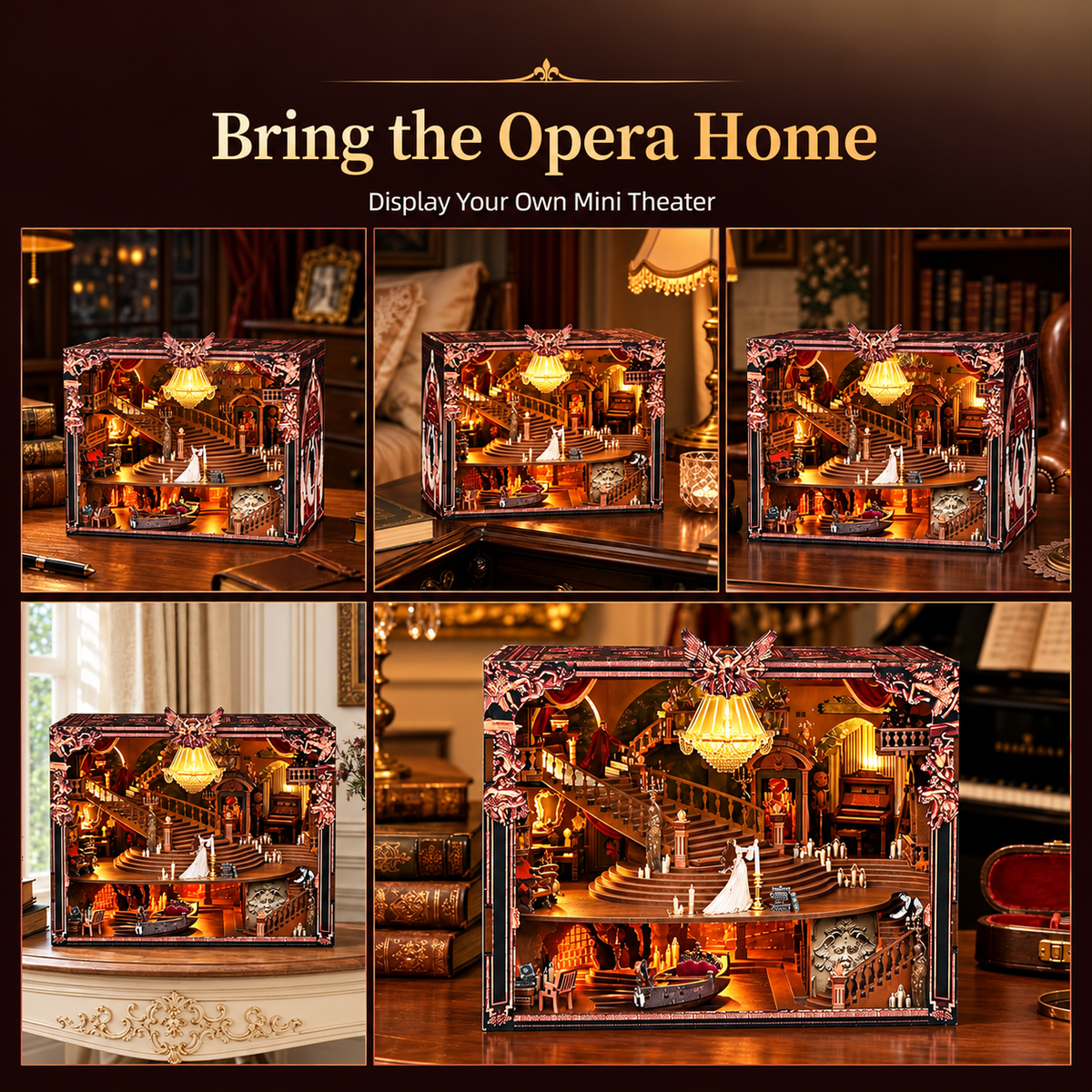 The Phantom of the Opera MAX DIY Book Nook displayed as miniature home decor