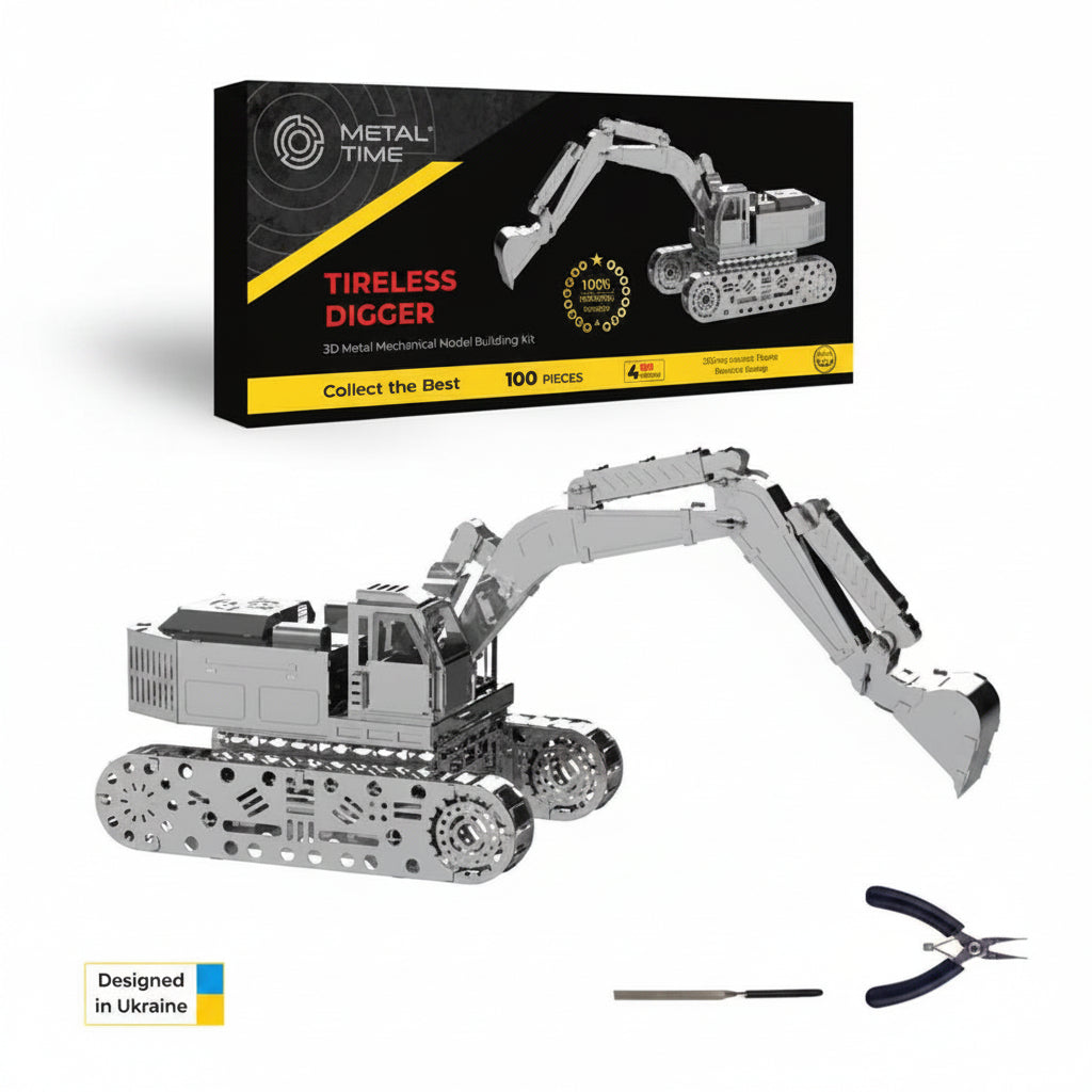 Metal Time Tireless Digger Excavator - DIY Metal Model Kit